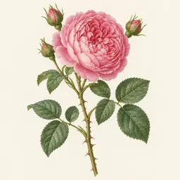 Rosa, Repollo (ilustración botánica)