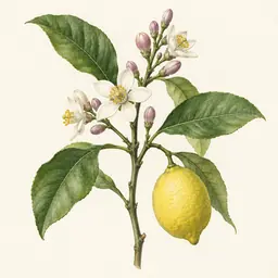 Limón (Flor) (ilustración botánica)
