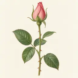 Rosa (Pimpollo) (ilustración botánica)
