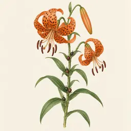 Lirio, Tigre (ilustración botánica)